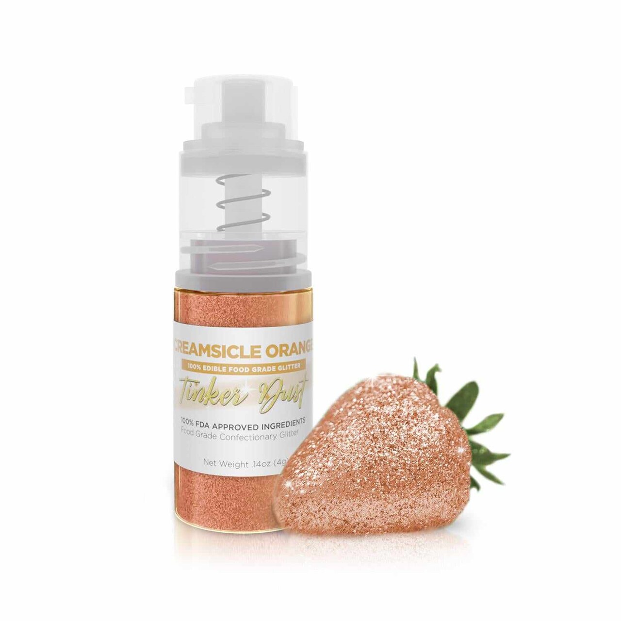 Bakell - Creamsicle Orange Tinker Dust Edible Glitter (4g, 1x Spray Pump) for Food, Desserts, and Beverages!
